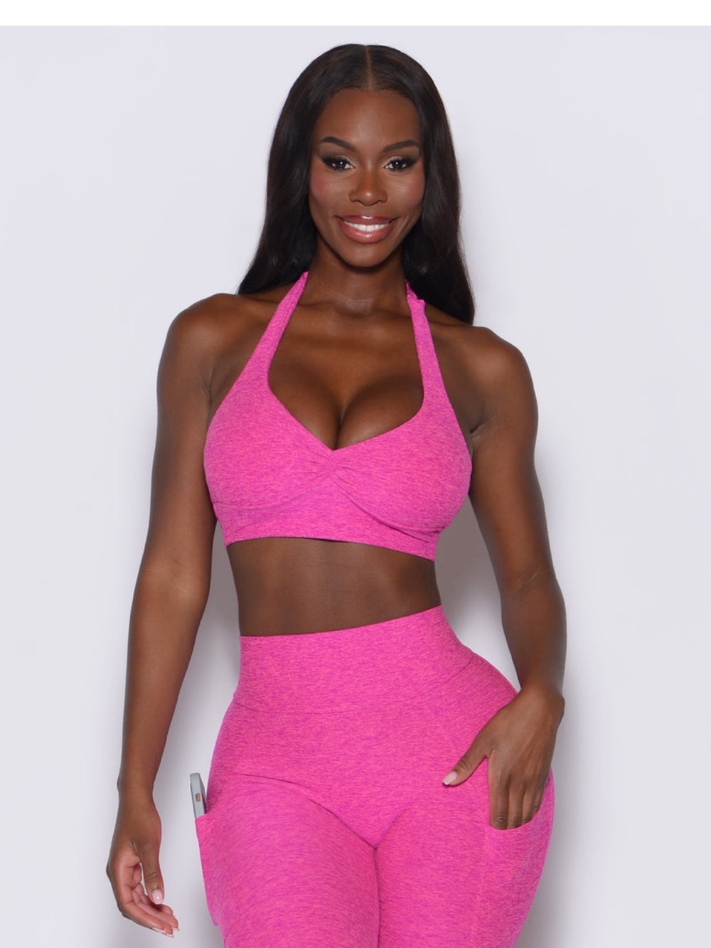 Bombshell sportswear Neon Pink Sorbet Halter backless bra
